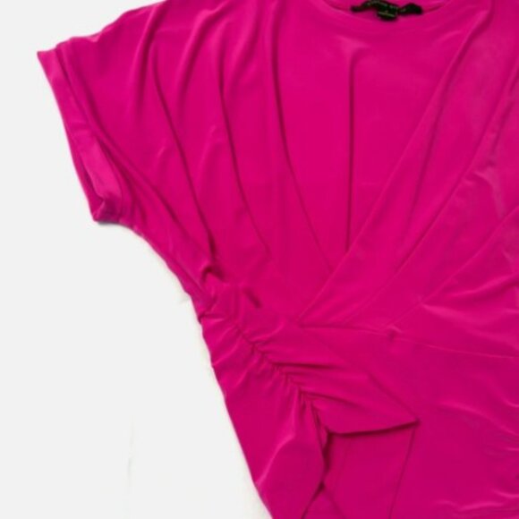 Cynthia Steffe Bright Fuschia Ruched Dolman Short Sleeve Womens Top Size Small - Picture 4 of 7